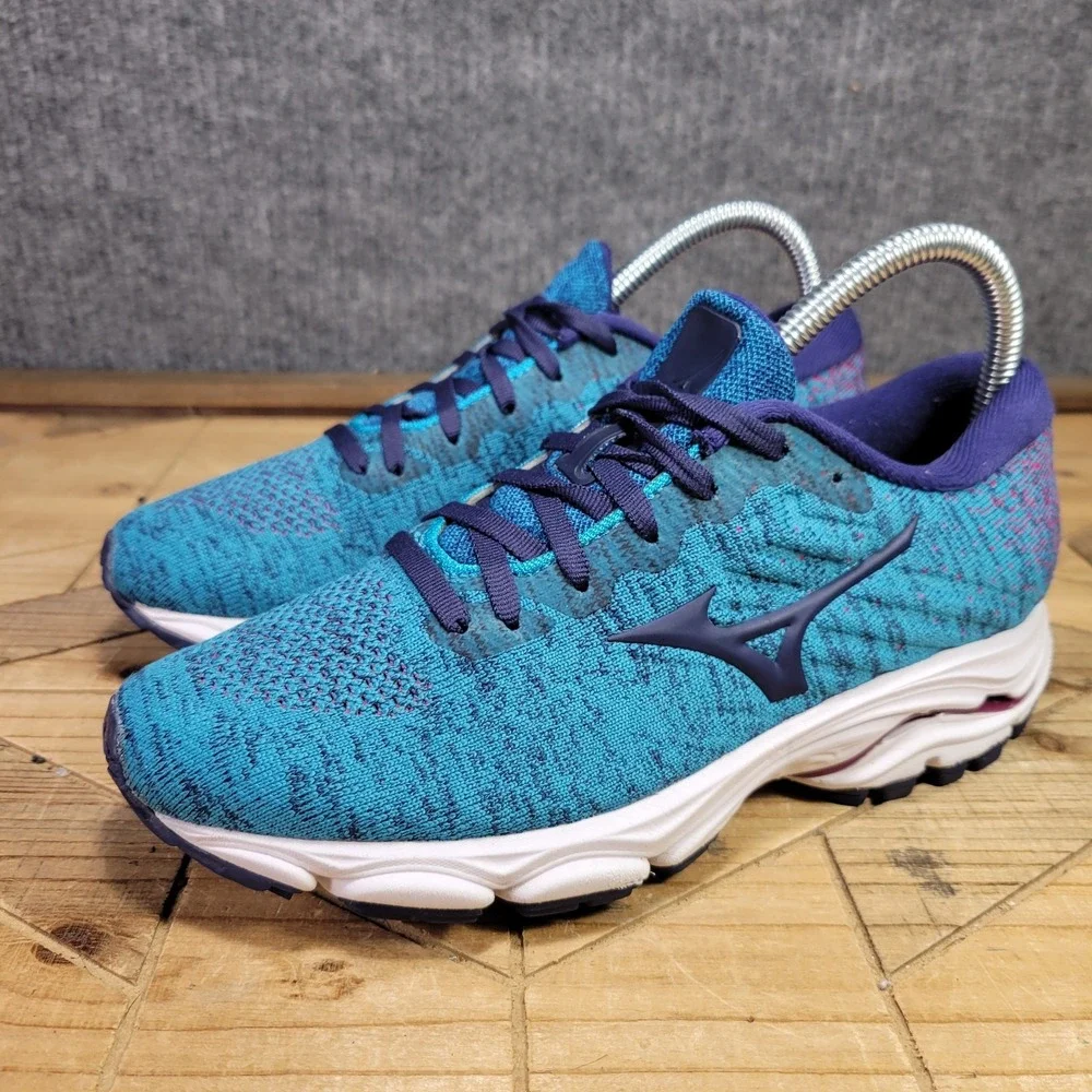 Mizuno Wave Inspire 16 Women's 7 Sneaker Waveknit Enamel Blueโ Running Shoes Gym - Picture 2 of 13